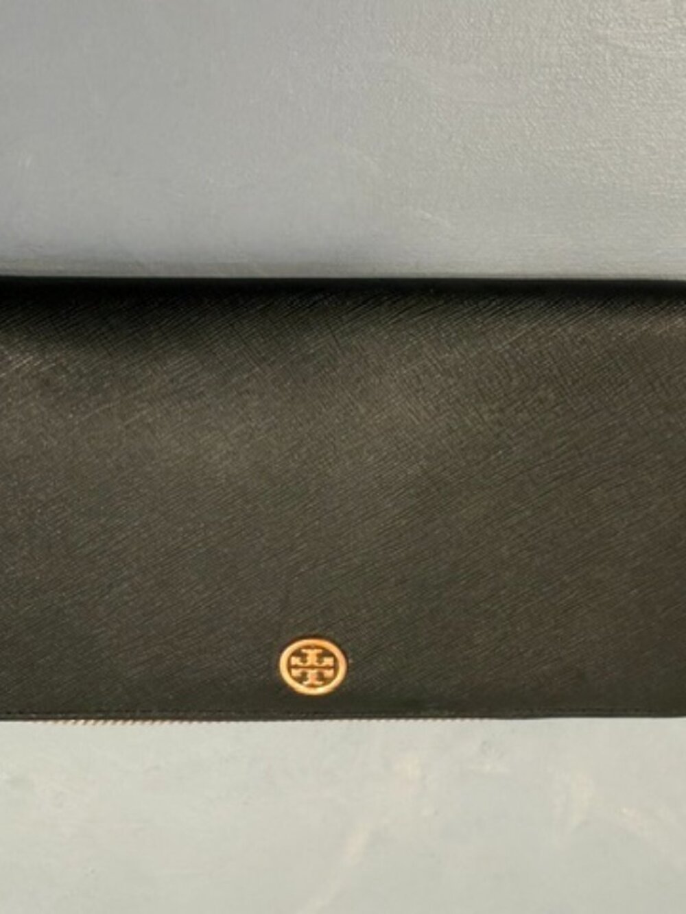 Tory Burch Black Saffiano Leather Zip Around Wallet
